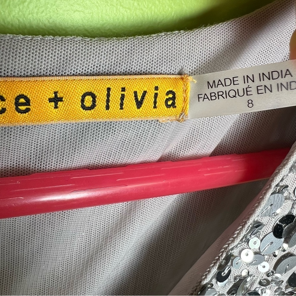 alice olivia sequin Silver Mini Dress size 8 - Picture 6 of 8